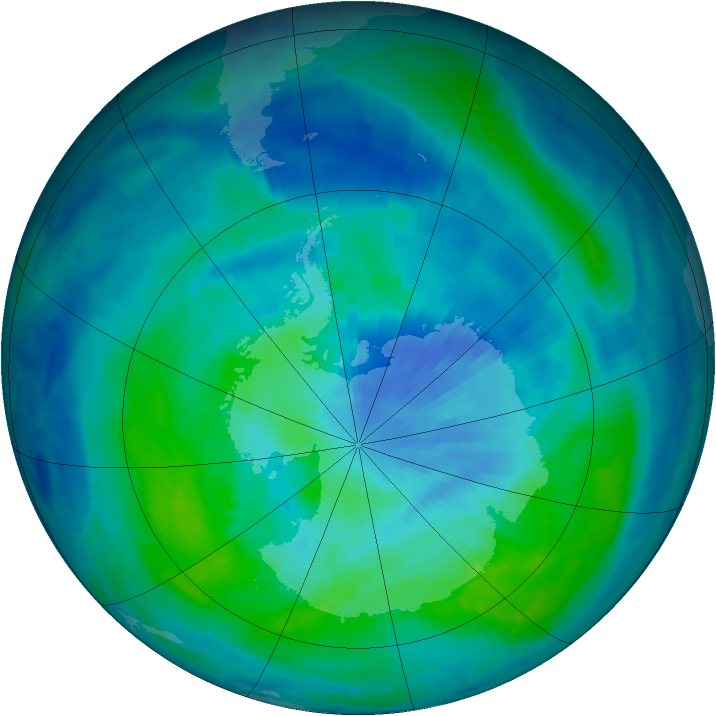 Antarctic ozone map for 18 March 1997